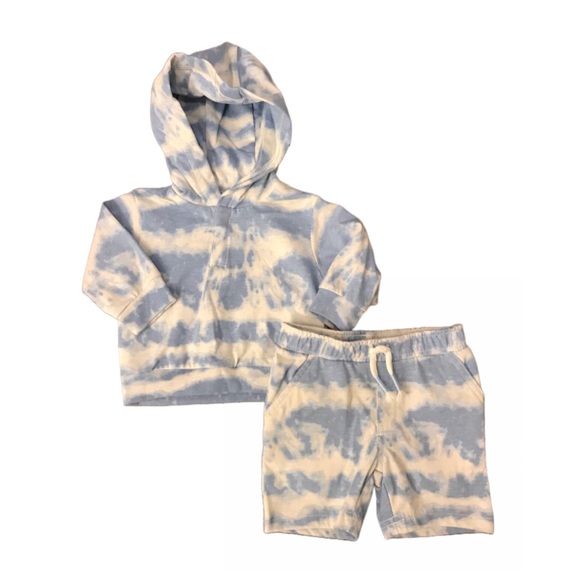 🎉HOST PICK🎉BLUE TIE DYE BABY SHORTS MATCHING SET SIZE 0-3 MONTHS - Picture 2 of 5